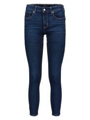 GAP Dżinsy - Skinny fit - w kolorze granatowym rozmiar: W33. Niebieskie jeansy GAP, bez wzorów, z podwyższonym stanem. Za 110.04 zł.