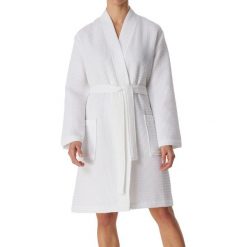 Szlafrok Waffel Piqué - Organic Cotton. Białe szlafroki Schiesser, m, bez wzorów, z bawełny, bez ramiączek, bez kaptura. Za 286.00 zł.