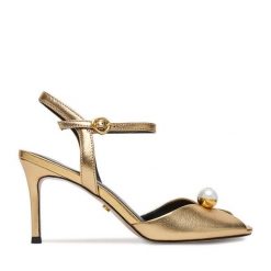 Sandały GINO ROSSI. Żółte sandały Gino Rossi, bez wzorów, bez obcasa, na szpilce, bez zapięcia. Za 429.99 zł.