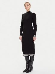 KARL LAGERFELD Sukienka dzianinowa A4W13028 Czarny Slim Fit. Czarne sukienki KARL LAGERFELD, xl, bez wzorów, z dzianiny, bez kołnierzyka, bez ramiączek. Za 1,099.00 zł.