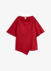 T-shirt z czystej bawełny organicznej. Czarne t-shirty bonprix, bez wzorów, z bawełny, z asymetrycznym kołnierzem, bez ramiączek. Za 72.99 zł.