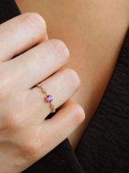 DIA DIAMONDS Pozłacany pierścionek z diamentami i ametystem rozmiar: 58. Różowe pierścionki DIA DIAMONDS, z ametystem, pozłacane. Za 206.42 zł.