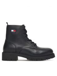 Tommy Jeans Trapery Tjw Lace Up Leather Boot EN0EN02824 Czarny. Czarne trapery i śniegowce Tommy Jeans, z jeansu. Za 699.99 zł.