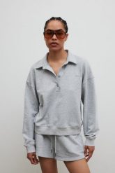 Bluza damska z kołnierzem w kolorze GREY MELANGE - EXPLORE-M/L. Szare bluzy Marsala, l, bez wzorów, z bawełny, bez kaptura. Za 339.90 zł.