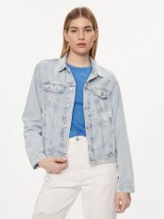 Tommy Jeans Kurtka jeansowa Flag DW0DW18331 Niebieski Regular Fit. Niebieskie kurtki Tommy Jeans, l, bez wzorów, z bawełny, bez kaptura. Za 319.99 zł.