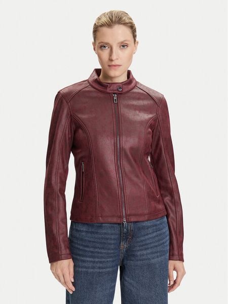 Desigual Kurtka z imitacji skóry Basic 25WWEW43 Bordowy Regular Fit. Czerwone kurtki Desigual, s, bez wzorów, ze skóry, bez kaptura. Za 339.99 zł.