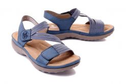 RIEKER 64870-14 blue, sandały damskie. Niebieskie sandały Rieker, bez wzorów, z gumy, bez obcasa, bez zapięcia. Za 319.90 zł.
