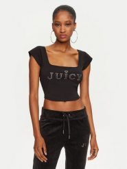 Juicy Couture Bluzka Regal JCBCT224831 Czarny Slim Fit. Czarne bluzki Juicy Couture, m, bez wzorów, z bawełny, bez kołnierzyka, bez ramiączek. Za 129.99 zł.