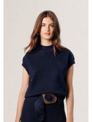 Rodier Bezrękawnik w kolorze granatowym rozmiar: M. Niebieskie swetry Rodier, m, bez wzorów, z wełny, bez ramiączek. Za 208.99 zł.