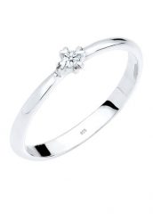Elli DIAMONDS Damski pierścionek zaręczynowy pasjans serce z diamentem (0.03 ct.) ze srebra próby 925 Sterling Silver Pierścionki 1 ct. Szare pierścionki Elli DIAMONDS, z brylantem, srebrne. Za 368.99 zł.