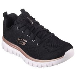 Damskie GRACEFUL GET CONNECTED Sneakersy Czarny / różowe złoto. Czarne obuwie sportowe Skechers, z materiału, bez zapięcia. Za 490.00 zł.
