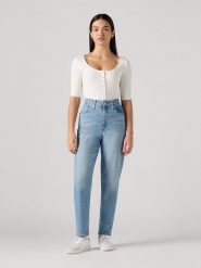Levi's Dżinsy - Mom fit - w kolorze błękitnym rozmiar: W25/L27. Niebieskie jeansy Levi's®, l, z aplikacjami, z podwyższonym stanem. Za 151.95 zł.