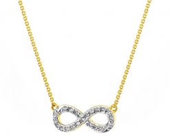 Naszyjnik z żółtego złota z diamentami - nieskończoność - 0,08 ct - próba 585. Żółte naszyjniki Apart, z diamentem, złote. Za 2,090.00 zł.