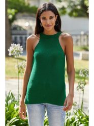 Milan Kiss Top w kolorze zielonym rozmiar: XL. Zielone topy Milan Kiss, xl, bez wzorów, z wełny, bez kołnierzyka, bez ramiączek. Za 92.42 zł.