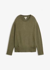 Sweter z mieszanki wiskozy. Zielone swetry bonprix, bez wzorów, z wiskozy, bez ramiączek. Za 104.99 zł.