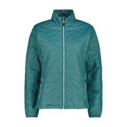 Kurtka puchowa z kapturem dla kobiet CMP. Zielone kurtki narciarskie CMP, bez wzorów, z puchu, z kapturem, narciarskie. W wyprzedaży za 199.99 zł.