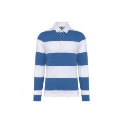 Koszulka polo w paski, długi rękaw Kariban. Niebieskie koszulki polo KARIBAN, bez wzorów, bez kołnierzyka, bez ramiączek. Za 197.50 zł.