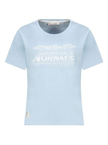 Geographical Norway Koszulka w kolorze błękitnym rozmiar: L. Niebieskie bluzki Geographical Norway, l, bez wzorów, z bawełny, bez kołnierzyka, bez ramiączek. Za 72.95 zł.