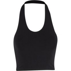 Top z jersey damski Urban Classics Basic. Czarne topy Urban Classics, bez wzorów, z dżerseju, bez kołnierzyka, bez ramiączek. Za 134.50 zł.