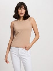 Cross Jeans Top w kolorze beżowym rozmiar: L. Brązowe topy Cross Jeans, l, bez wzorów, z jeansu, bez kołnierzyka, bez ramiączek. Za 39.58 zł.