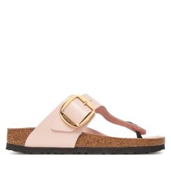 Japonki Birkenstock. Czerwone klapki Birkenstock, bez wzorów, bez obcasa. Za 579.99 zł.