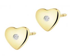Kolczyki z żółtego złota z diamentami - serca - 0,01 ct - próba 375. Żółte kolczyki Apart, z diamentem, złote. W wyprzedaży za 545.30 zł.