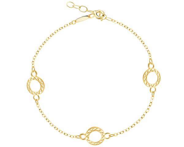 Złota bransoletka - koła. Żółte bransoletki Apart, złote. Za 989.00 zł.