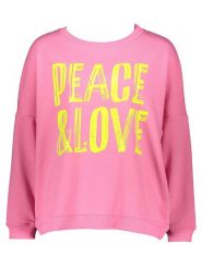 Miss goodlife Bluza "Peace & Love" w kolorze żółto-różowym rozmiar: M. Różowe bluzy miss goodlife, m, bez wzorów, z bawełny, bez kaptura. Za 176.08 zł.