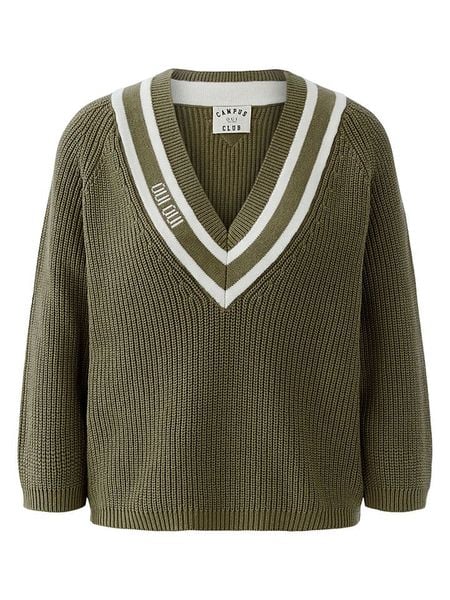 Oui Sweter w kolorze khaki rozmiar: 40. Brązowe swetry Oui, bez wzorów, z bawełny, bez ramiączek. Za 204.95 zł.