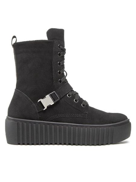 Rage Age Trzewiki RA-69-06-000500 Czarny. Czarne botki Rage Age, bez wzorów, ze skóry, bez obcasa, na płaskiej podeszwie, bez zapięcia. Za 359.99 zł.