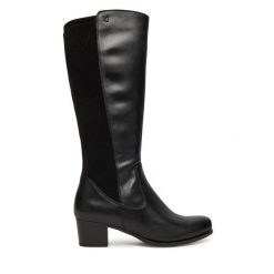 Kozaki Caprice. Czarne kozaki Caprice, bez obcasa, na słupku, bez zapięcia. Za 699.99 zł.