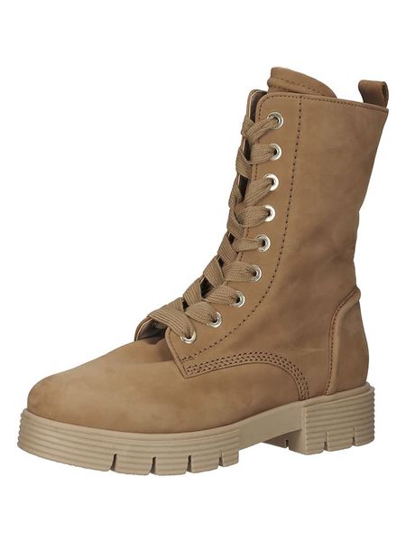 Gabor Skórzane botki w kolorze jasnobrązowym rozmiar: 38,5. Brązowe botki Gabor, bez wzorów, bez obcasa, bez zapięcia. Za 289.20 zł.