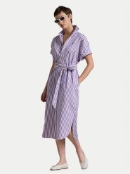 Polo Ralph Lauren Sukienka koszulowa 211959911002 Fioletowy Regular Fit. Fioletowe sukienki Polo Ralph Lauren, m, bez wzorów, z bawełny, bez kołnierzyka, bez ramiączek, koszulowe. Za 659.99 zł.