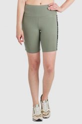 GUESS Zielone krótkie legginsy damskie z lampasami, Rozmiar XS. Zielone szorty Guess, z aplikacjami. W wyprzedaży za 119.99 zł.