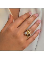 Les Petites Précieuses Pozłacany pierścionek z kamieniami szlachetnymi rozmiar: 60. Żółte pierścionki Les Petites Précieuses, z cyrkonią, pozłacane. Za 260.99 zł.