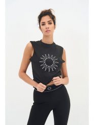 Onamaste Top sportowy "Olivia" w kolorze czarnym rozmiar: S/M. Czarne koszulki sportowe Onamaste, bez wzorów, z bawełny, bez ramiączek, outdoorowe. Za 87.19 zł.