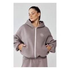 Damska bluza sportowa oversize Rough Radical Trip Hoodie Zip. Brązowe bluzy ROUGH RADICAL, bez wzorów, bez kaptura. Za 175.92 zł.