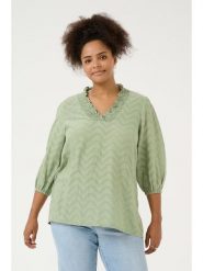 KAFFE curve Bluzka w kolorze zielonym rozmiar: 48. Zielone bluzki KAFFE curve, bez wzorów, z bawełny, bez kołnierzyka, bez ramiączek. Za 78.99 zł.