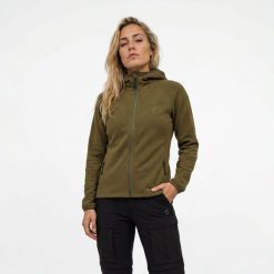 Poederbaas Damska Bluza Outdoor z Wełną Merynosów - Oliwkowy. Zielone bluzy POEDERBAAS, xs, bez wzorów, z materiału, bez kaptura. Za 373.02 zł.