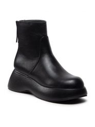 DeeZee Botki ZALY8813-8 Czarny. Czarne botki DeeZee, bez wzorów, ze skóry, bez obcasa, na koturnie, bez zapięcia. Za 259.99 zł.