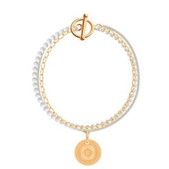 Bransoletka Blanc. Białe bransoletki Lilou, z perłą, pozłacane. Za 285.40 zł.