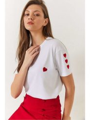 Bianco Lucci Koszulka w kolorze białym rozmiar: S. Białe bluzki Bianco Lucci, s, bez wzorów, z bawełny, bez kołnierzyka, bez ramiączek. Za 66.00 zł.