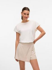 Vero Moda Koszulka w kolorze białym rozmiar: L. Białe bluzki Vero Moda, l, bez wzorów, z bawełny, bez kołnierzyka, bez ramiączek. Za 66.31 zł.