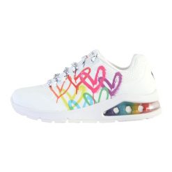 Buty do chodzenia damskie Skechers Uno 2 Floating. Białe obuwie sportowe Skechers, z materiału, bez zapięcia, trekkingowe. Za 458.00 zł.
