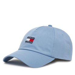 Czapka z daszkiem Tommy Jeans. Niebieskie czapki Tommy Jeans, bez wzorów, z jeansu. Za 149.99 zł.