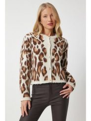 Happiness Istanbul Kardigan w kolorze kremowo-jasnobrązowym rozmiar: S/M. Brązowe kardigany Happiness Istanbul, m, bez wzorów, ze splotem. Za 78.66 zł.