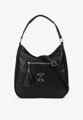 Czarna Torebka Typu Shopper Ozdobiona Frędzlami Felluria. Czarne shopper Born2be, bez wzorów, z jeansu, biznesowe, bez dodatków. Za 89.99 zł.