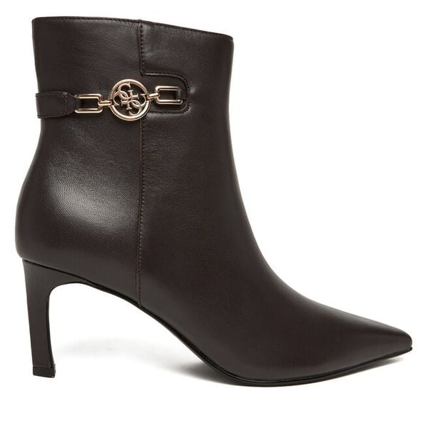 Botki Guess. Brązowe botki Guess, z aplikacjami, bez obcasa, na szpilce, bez zapięcia. Za 829.99 zł.