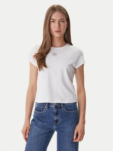 DKNY T-Shirt DJ6T1740 Biały Regular Fit. Białe t-shirty DKNY, l, bez wzorów, z bawełny, bez kołnierzyka, bez ramiączek. Za 109.99 zł.