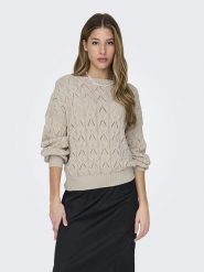 ONLY Sweter w kolorze beżowym rozmiar: L. Brązowe swetry Only, l, bez wzorów, bez ramiączek. Za 110.45 zł.